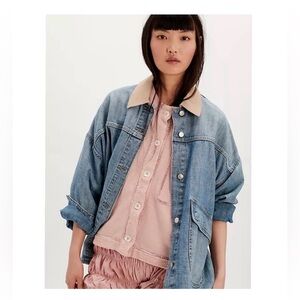 Free People Denim Jacket with Tan Collar